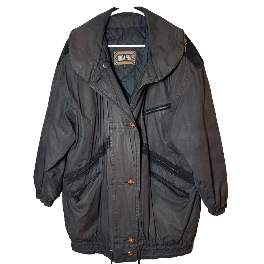 VTG Otello Pelle Men's M Insulated‎ Brown Jacket Hidden Hood Leather Trim Korea